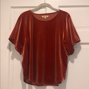 Burnt Orange Velvet Madewell Top